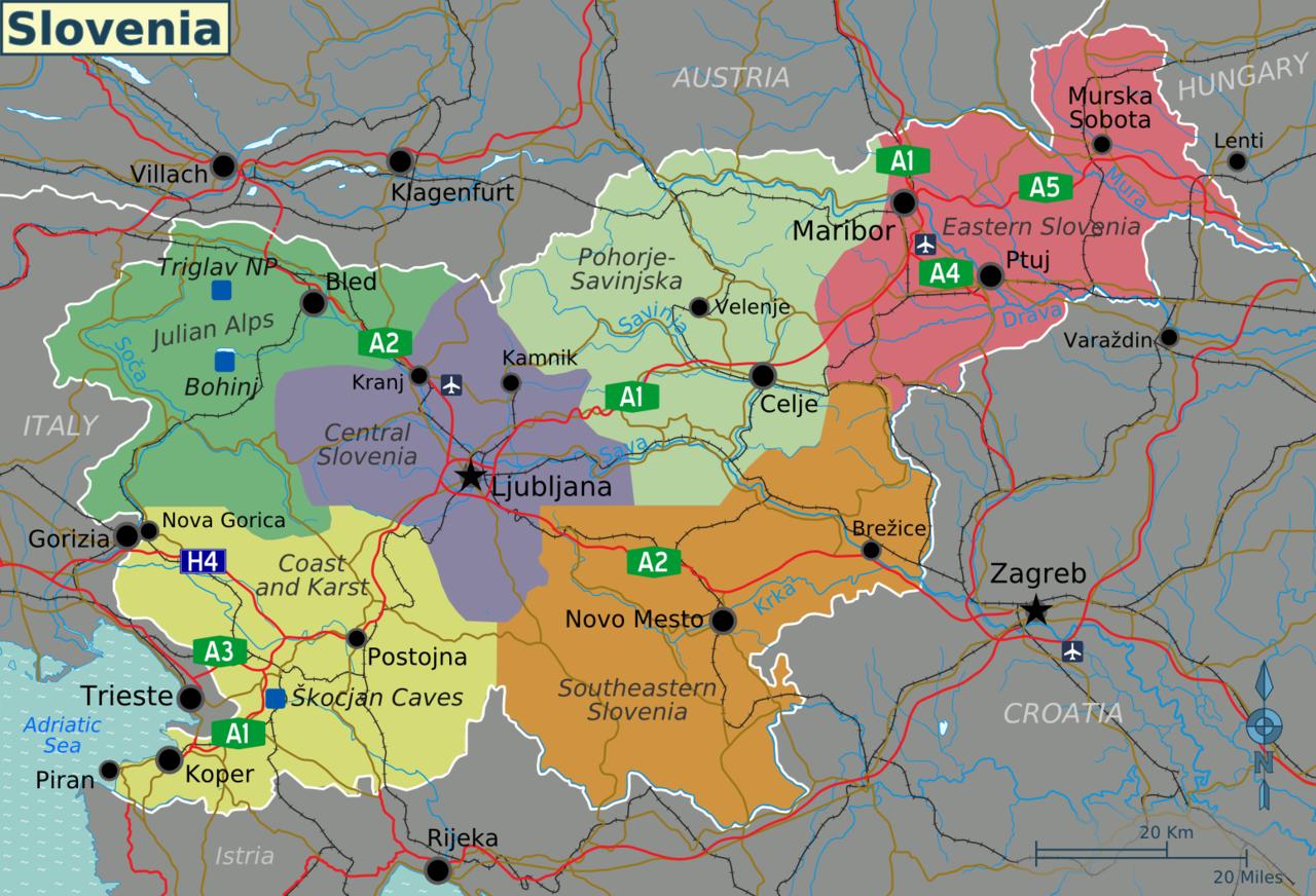 Slovenian nähtävyydet kartta - Slovenia-nähtävyydet kartta  (Etelä-Euroopassa - Eurooppa)