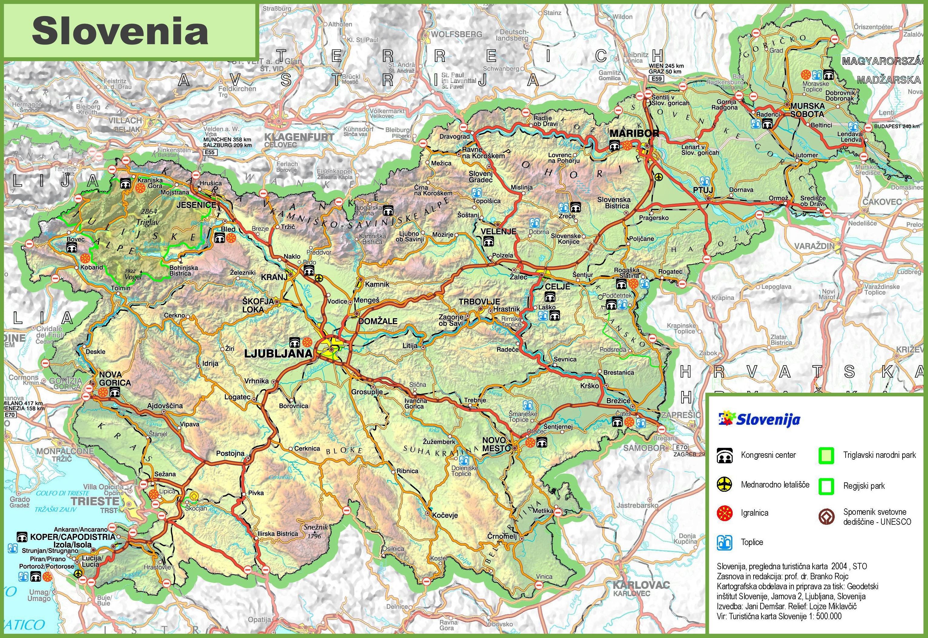 Slovenia road map - Kartta Slovenia road (Etelä-Euroopassa - Eurooppa)