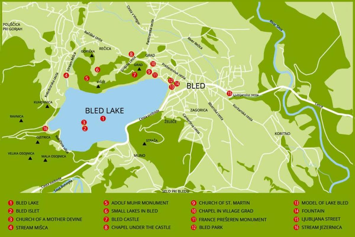kartta Slovenia osoittaa lake bled
