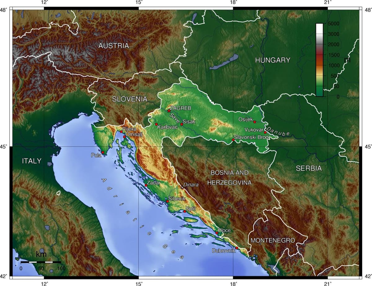 Kartta topografinen Slovenia