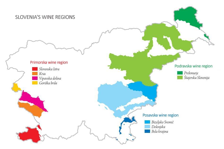 Kartta Slovenia viiniä