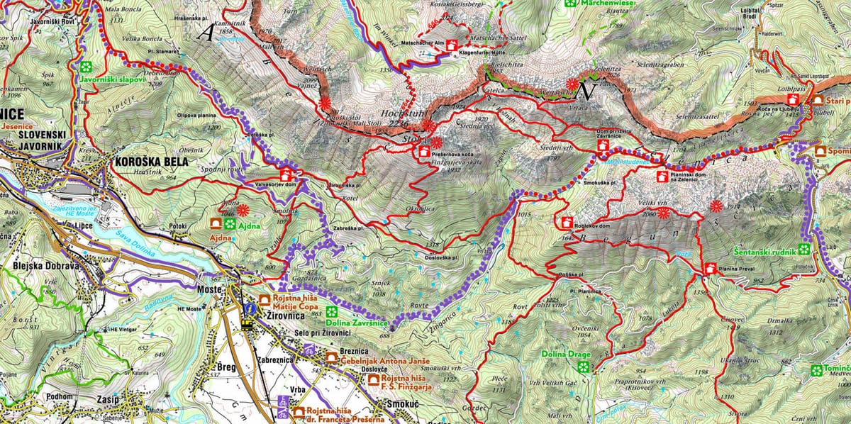 Kartta Slovenian alps