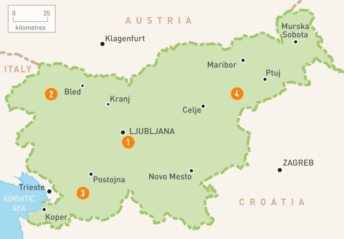 Kartta Slovenian alueilla