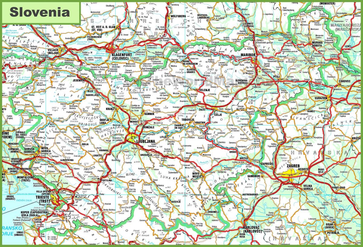 Kartta yksityiskohtaiset Slovenia