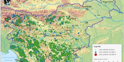 Kartta luolat Sloveniassa
