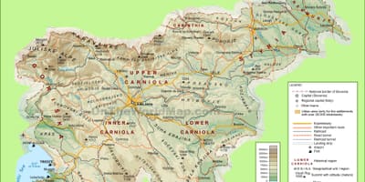 Kartta Slovenia fyysinen