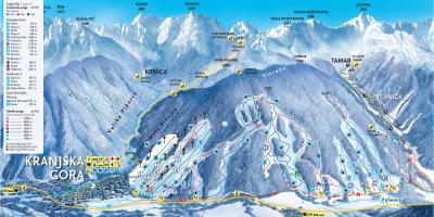 Kartta Slovenian hiihtokeskuksissa